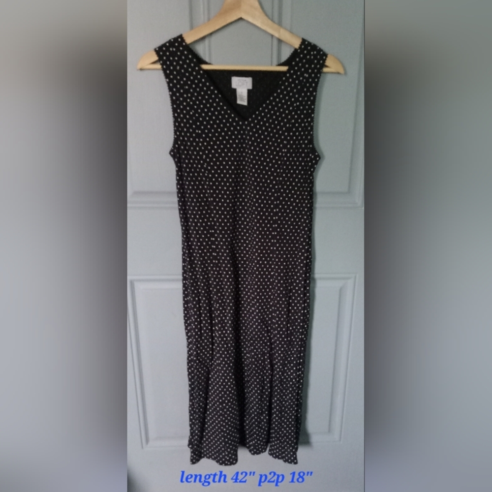 LOFT Blue and White Polka Dot Midi Dress